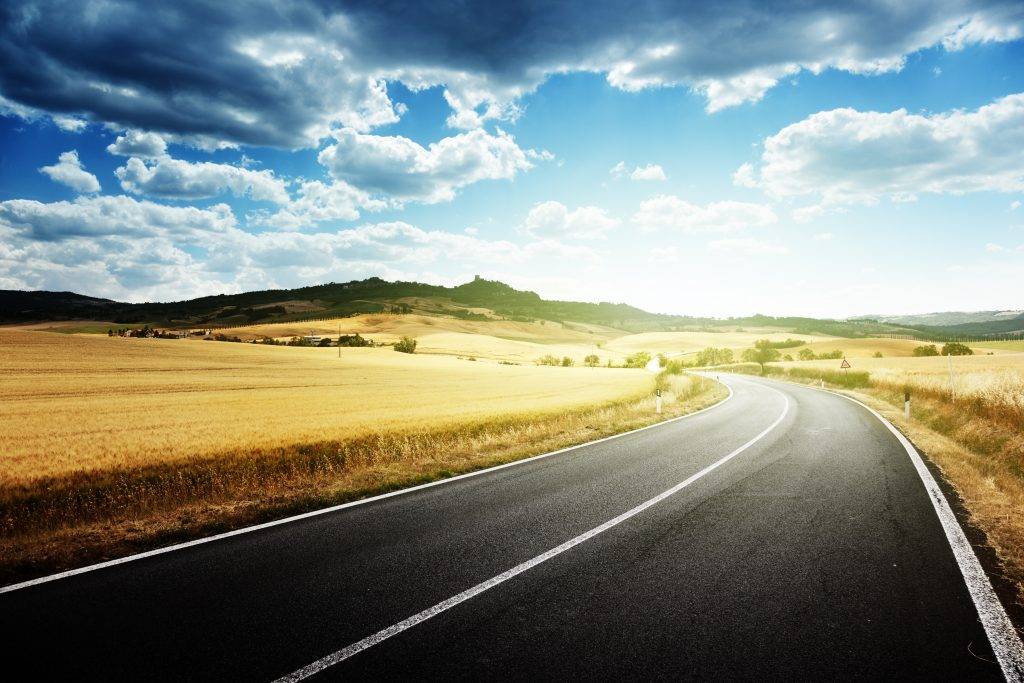 Asphalt Road In Tuscany Italy